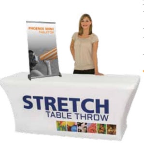 Stretch trade show table throws Los Angeles