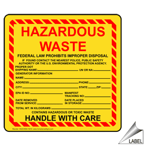 Hazardous Waste Labels Los Angeles