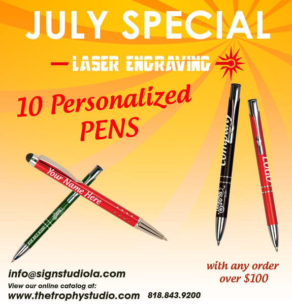 Free Laser Engraved Pens from The Trophy Studio